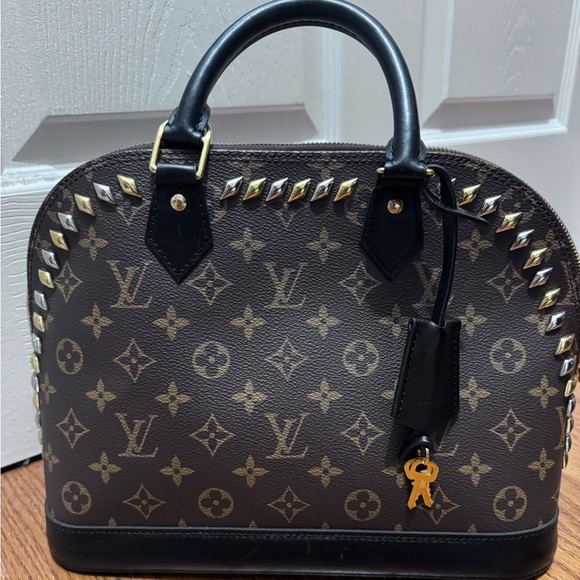 Louis Vuitton Monogram Macassar Alma Studded PM Bag - Picture 1 of 6